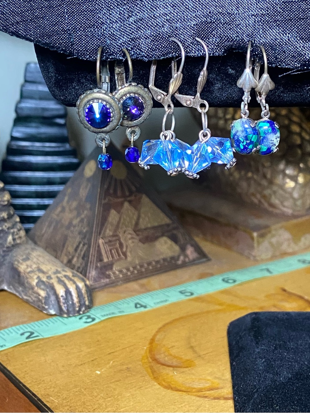 Vintage Blue Crystal Dangle Earrings - Women Jewelry